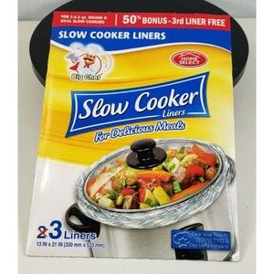 Home Select Slow Cooker Liners Big Chef 3 Pckgs 3 Liners BPA FREE 3-6.5 Qt